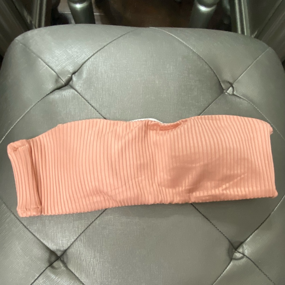 Peach bandeau bikini top